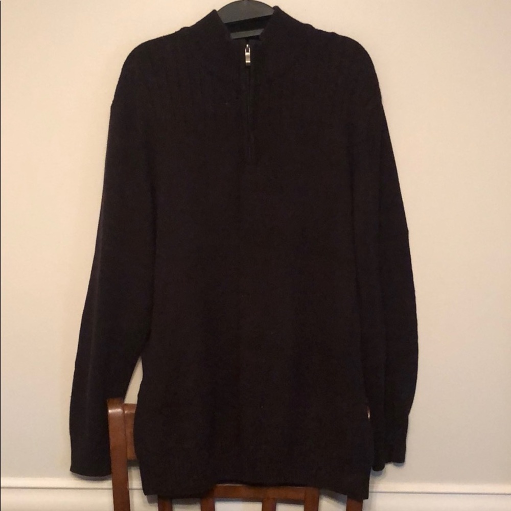 Covington cotton zip neck sweater maroon/black